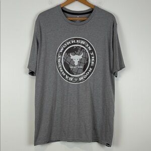 Under Armour Men’s XL Gray Short-Sleeve Project Rock Graphic Tee Hardest Worker